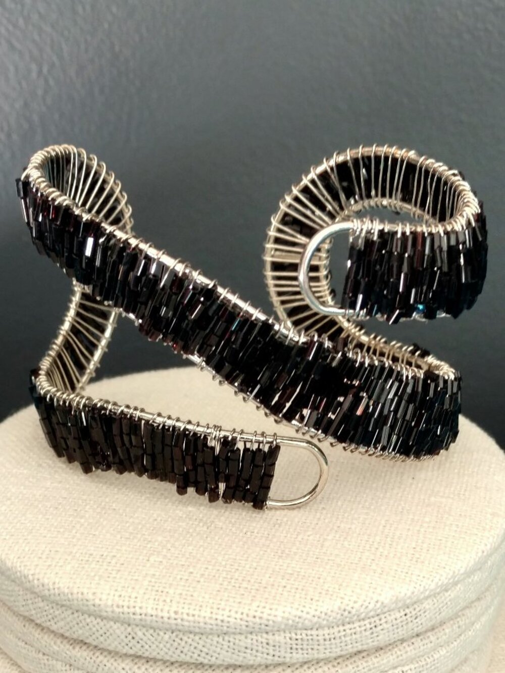 Black bugle bead cuff